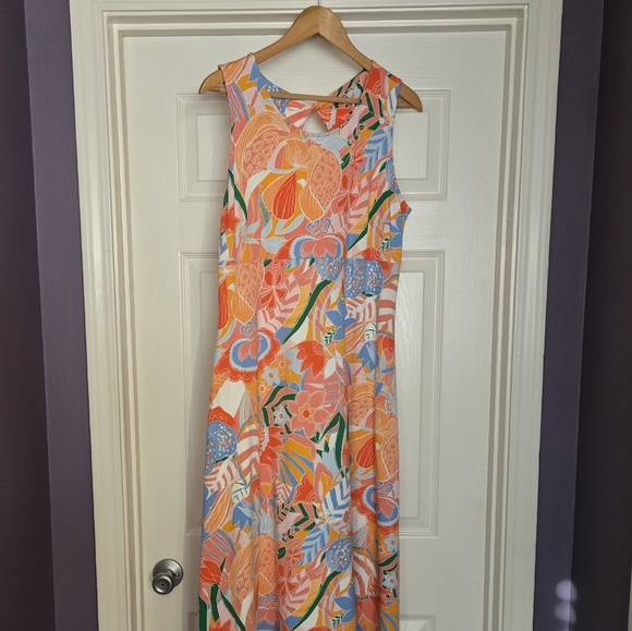 Talbots Dresses & Skirts - Talbots Floral Maxi Dress, Sz L Orange/Pink